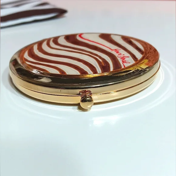 Henri Bendel RARE Zebra Striped Double-sided Compact Mirror - Picture 4 of 9